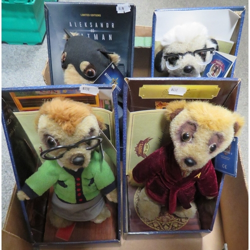 Four boxed meerkat toys