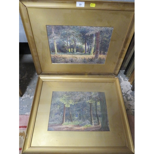 23 - F Dearden - A pair of watercolours depicting woodland scenes