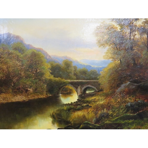 29 - A large 19th century gilt framed oil on canvas depicting a river scene 62 x 74 cm