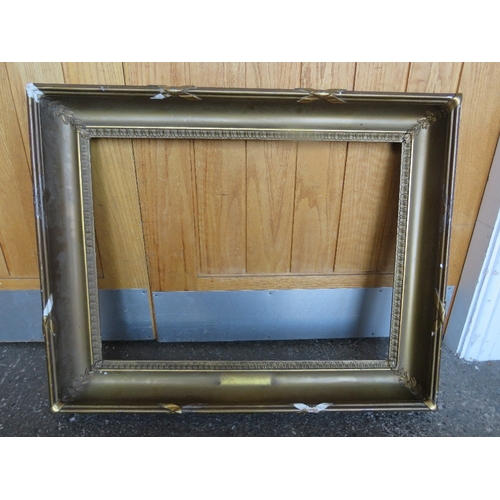 31 - A 19TH CENTURY GOLD FRAME, frame W 9 cm, rebate 62 x 46 cm, together with another similar frame, bot... 