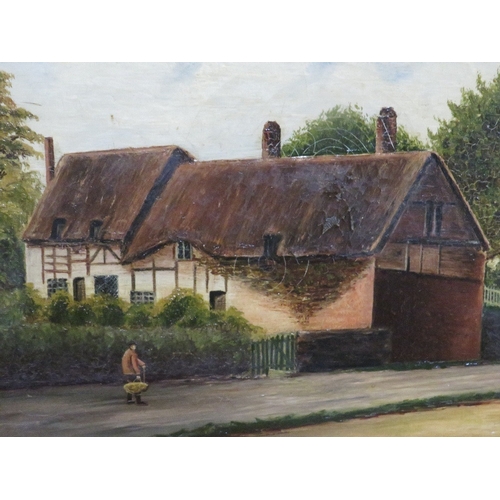 4 - A Oliver - ‘Anne Hathaways Cottage’ oil on canvas signed and dated 1900 lower right, 24.5 x 39 cm