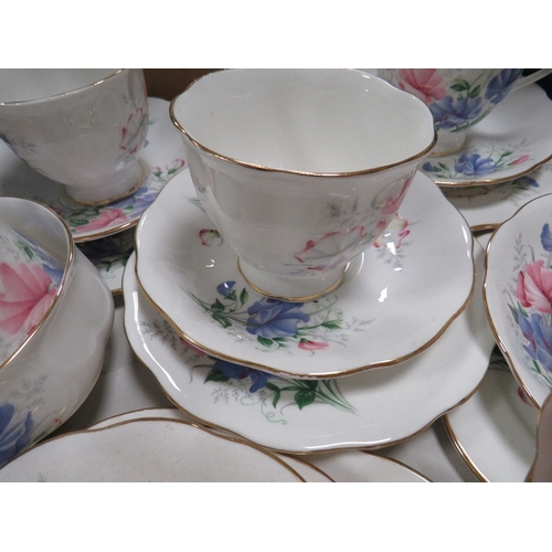 50 - Two trays of assorted tea ware to include Royal Albert 