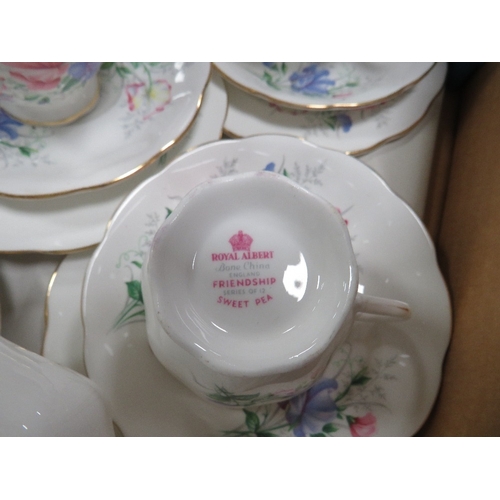 50 - Two trays of assorted tea ware to include Royal Albert 