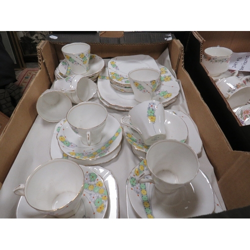 61 - Four trays of assorted tea ware to include Aynsley, Paragon etc