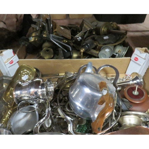 67 - Two boxes of mixed brass / metalware