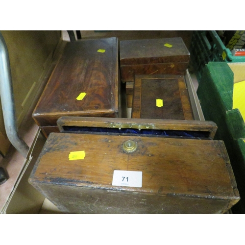 71 - Antique tea caddies and work boxes