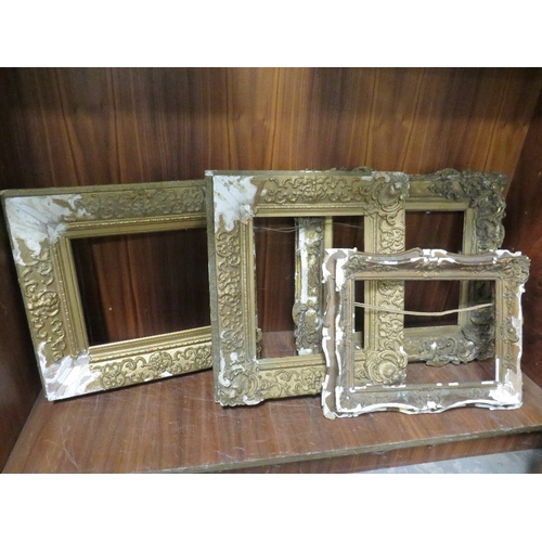 8 - A tray of four antique gilt frames in need of restoration