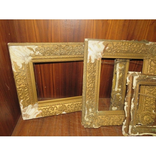 8 - A tray of four antique gilt frames in need of restoration