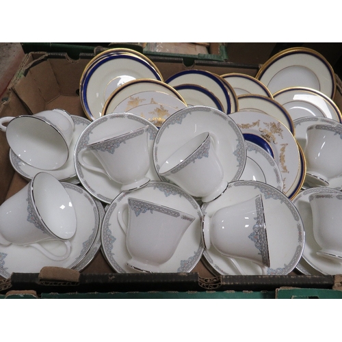 56 - A tray of assorted tea ware to include Wedgwood and Shelley