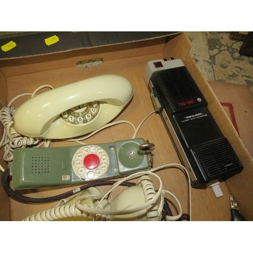 79 - A tray of vintage telephones to include a modern Stentofon by Jacob Jensen and a realistic hand held... 