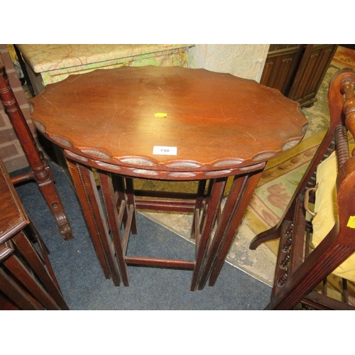 748 - Two vintage mahogany nests of tables together with an Edwardian mahogany piano stool