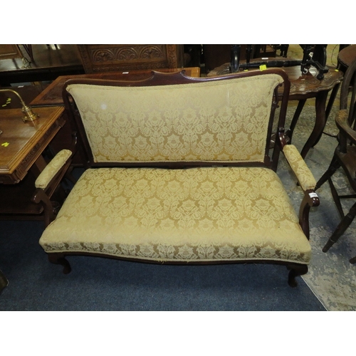 758 - A small mahogany Edwardian upholstered settee