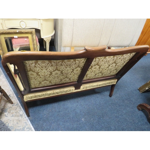 758 - A small mahogany Edwardian upholstered settee