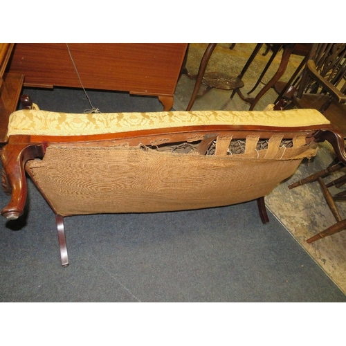 758 - A small mahogany Edwardian upholstered settee