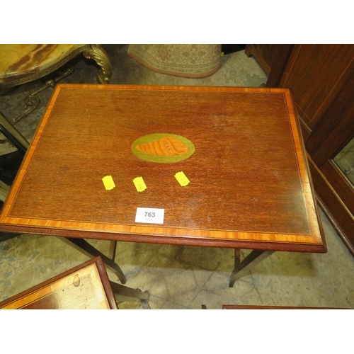 763 - An Edwardian mahogany inlaid nest of tables