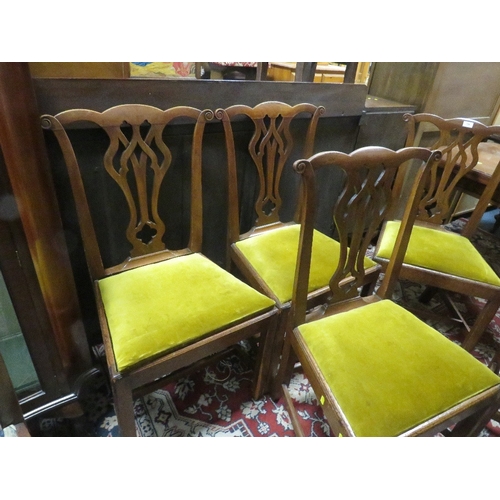 764 - A set of five antique mahogany Sheraton style dining chairs