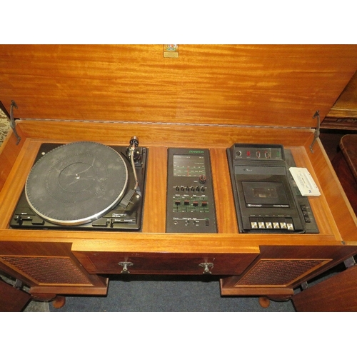 780 - A reproduction walnut case Garrard radiogram with Dynatron amp, cassette recorder, etc.