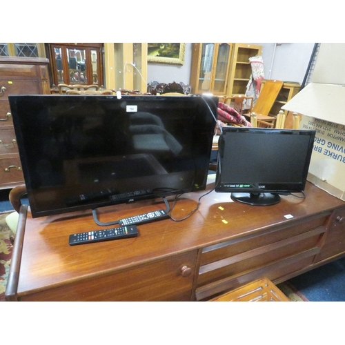 794 - A JVC 31” flatscreen tv together with a smaller Logik example - remotes - House Clearance