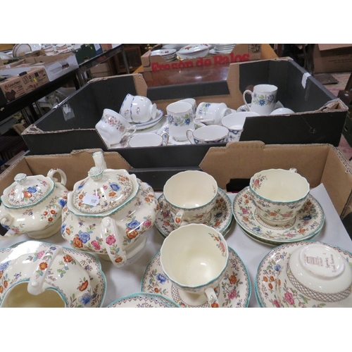 60 - A tray of Spode Royal Jasmine tea ware together with a tray of mixed teaware to include Paragon exam... 