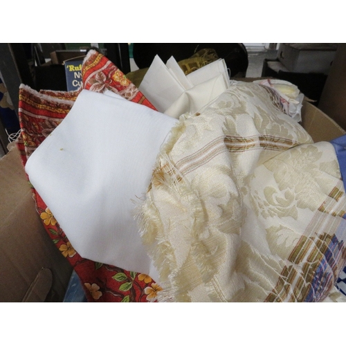 136 - Two trays of assorted pieces of fabric etc