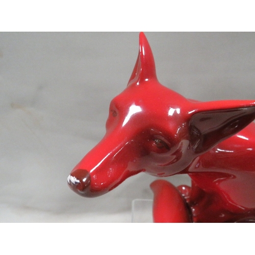 226 - A Doulton style flambe fox A/F