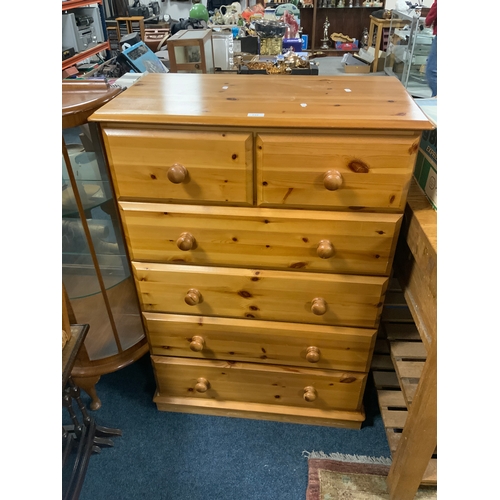 732 - A modern honey pine six drawer chest W 80.5 cm