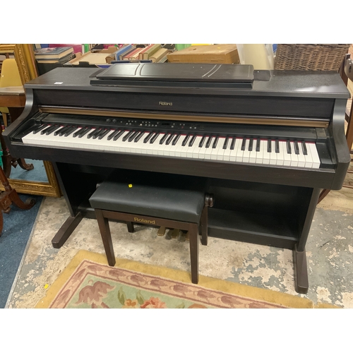 742 - A Roland HP107e electric keyboard with stool - House clearance