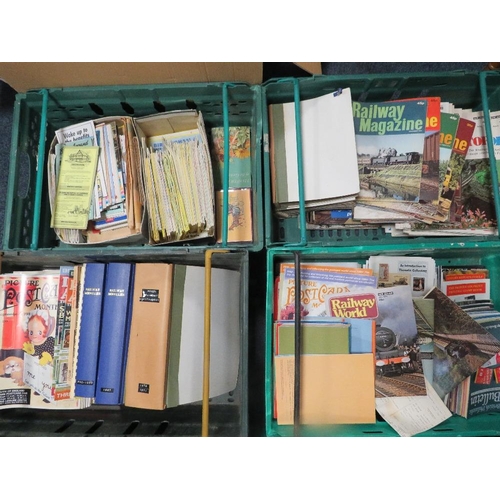 113 - A large quantity in several trays of railway and model railway magazines etc (trays not included)