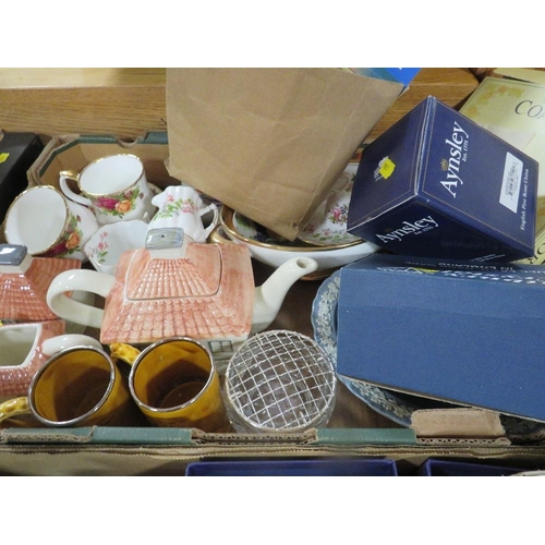 118 - Four trays of assorted ceramics to include Aynsley cup and saucer, Royal Albert Minton etc