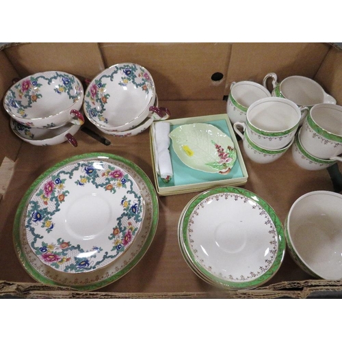 118 - Four trays of assorted ceramics to include Aynsley cup and saucer, Royal Albert Minton etc