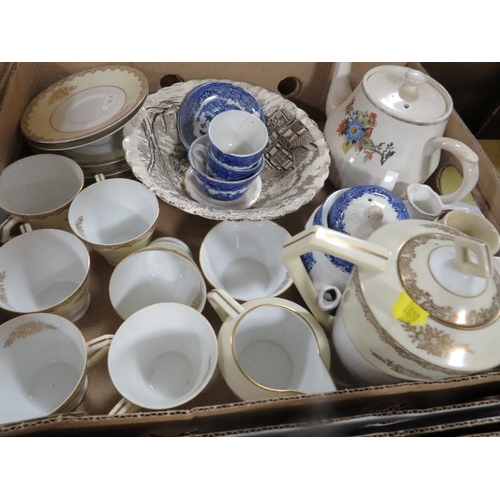 119 - Four trays of assorted ceramics and glass etc to include a T G Green cheese/butter dish