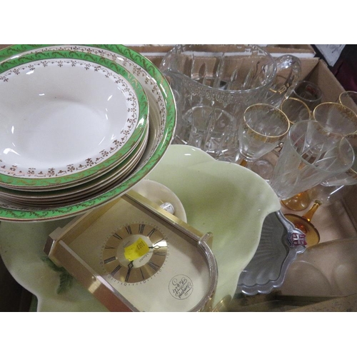 119 - Four trays of assorted ceramics and glass etc to include a T G Green cheese/butter dish