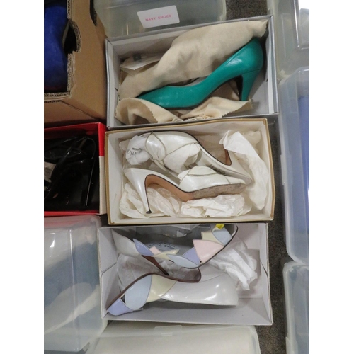 133 - A large quantity of ladies shoes to include Roland Cartier, Sorina, Carvela and a couple of matching... 