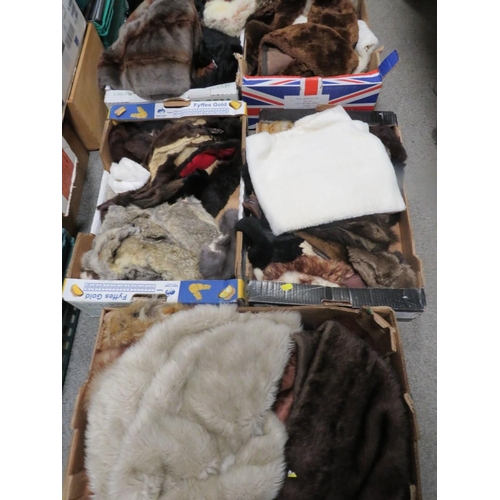 137 - Five boxes of assorted fur collars / pieces / stoles etc.