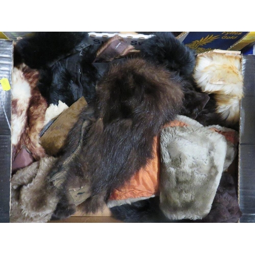 137 - Five boxes of assorted fur collars / pieces / stoles etc.