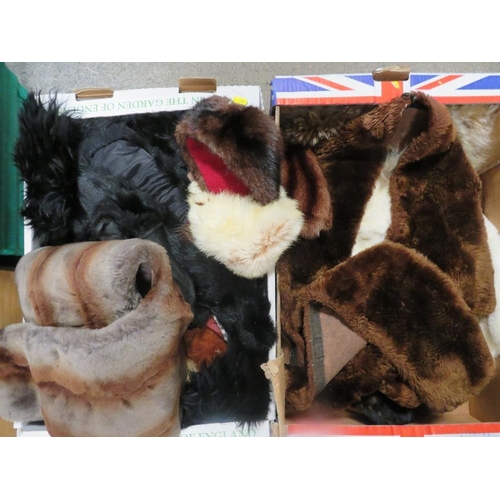 137 - Five boxes of assorted fur collars / pieces / stoles etc.