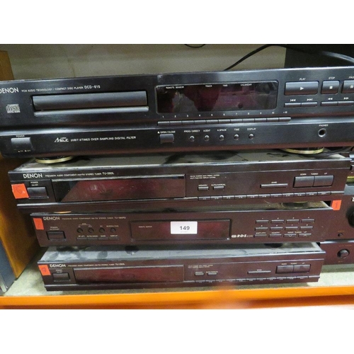 149 - A collection of seven Denon stacking Hi-Fi separates consisting of an integrated stereo amplifier, P... 