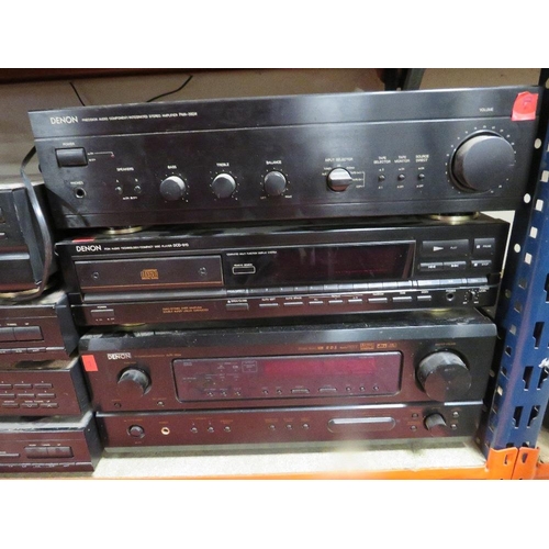 149 - A collection of seven Denon stacking Hi-Fi separates consisting of an integrated stereo amplifier, P... 