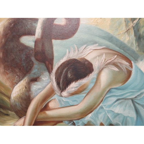 15 - An oil depicting a young ballerina girl with a swan