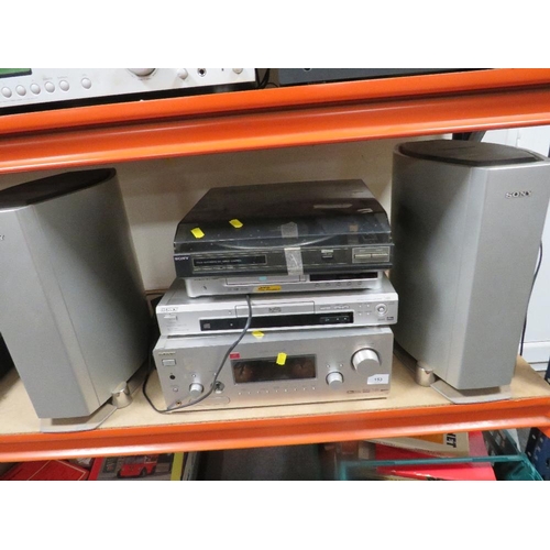 153 - A collection of Sony audio equipment to include a AM/FM stereo receiver STR-D8790 and two speakers A... 