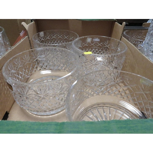 54 - Four trays of mainly crystal bowls