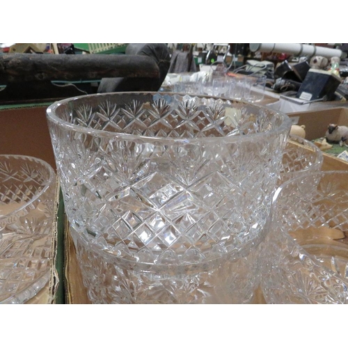 54 - Four trays of mainly crystal bowls