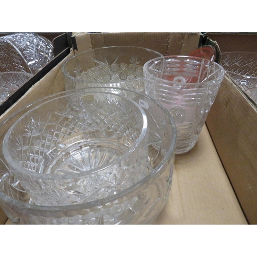 54 - Four trays of mainly crystal bowls