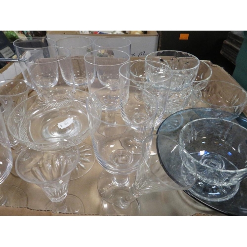 61 - Two trays of assorted ceramics and glassware to include Wedgwood, Susie Cooper and Royal Worcester G... 