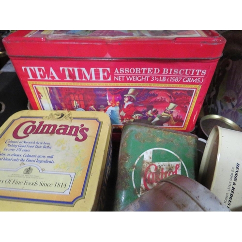 74 - Two boxes of assorted vintage tins