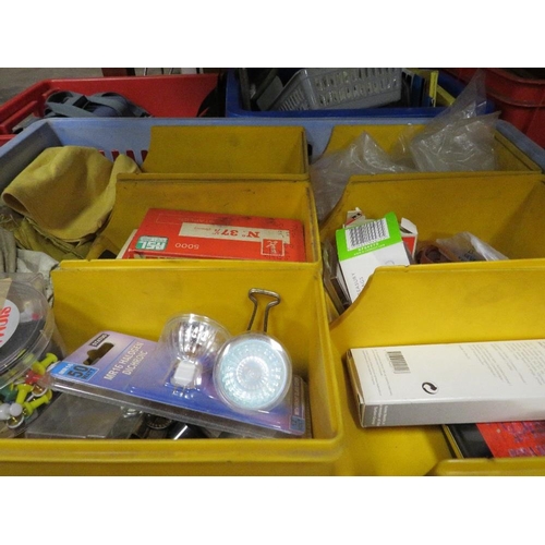 79 - A large quantity of sundries over six trays to include vintage office stationary