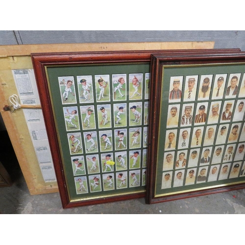 8 - Nine frames of cricketing & boxing interest cigarette cards with glazed backs