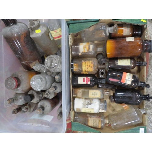 83 - Three boxes of vintage apothecary / chemist bottles etc.