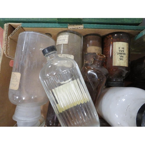 83 - Three boxes of vintage apothecary / chemist bottles etc.