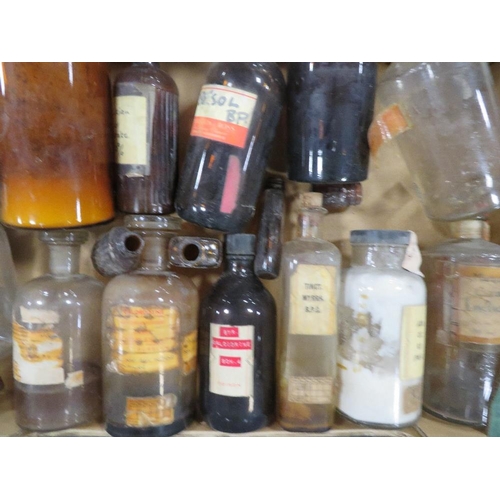 83 - Three boxes of vintage apothecary / chemist bottles etc.